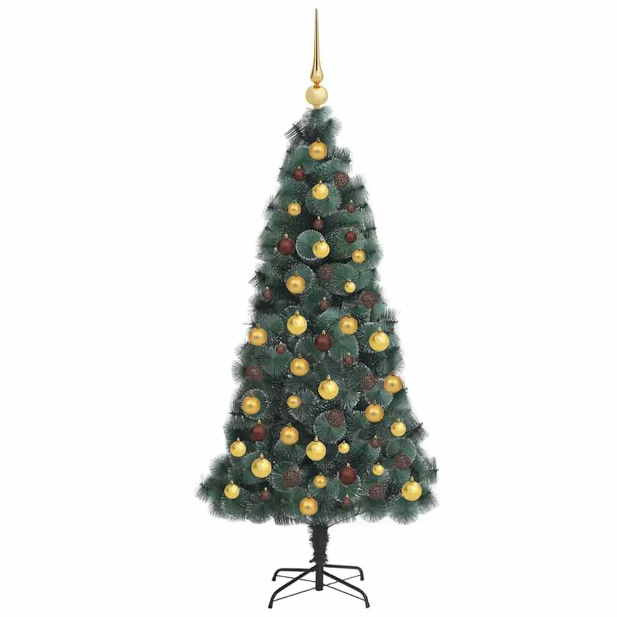 Sapin de Noël artificiel pré-éclairé avec set de boules 120 cm - 5