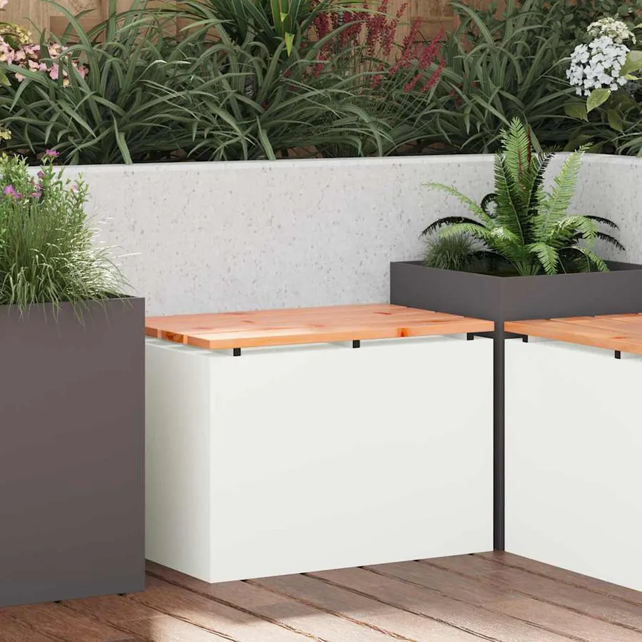 Banc de jardin Blanc 60 x 40 x 43 cm Acier