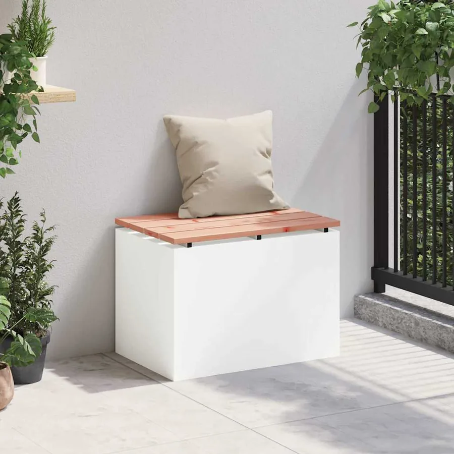 Banc de jardin Blanc 60 x 40 x 43 cm Acier - 3