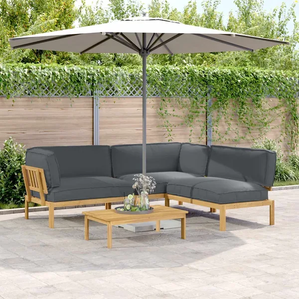 Ensemble de Canapés Uni 4 pcs Anthracite Bois d'Acacia Massif