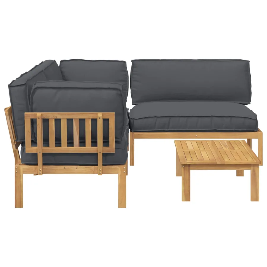 Ensemble de Canapés Uni 4 pcs Anthracite Bois d'Acacia Massif - 11