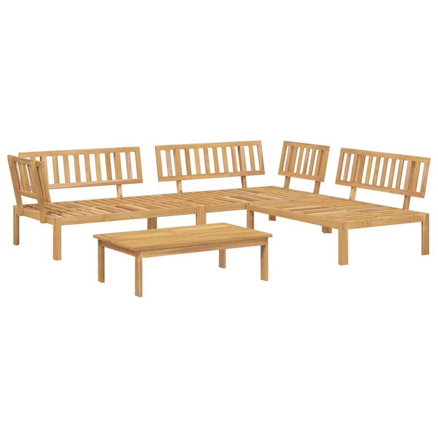Ensemble de Canapés Uni 4 pcs Anthracite Bois d'Acacia Massif - 3
