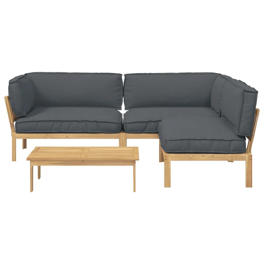 Ensemble de Canapés Uni 4 pcs Anthracite Bois d'Acacia Massif - 8