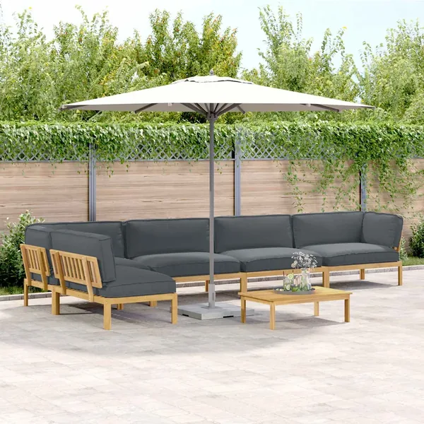 Ensemble de Canapés Uni 6 pcs Anthracite Bois d'Acacia Massif