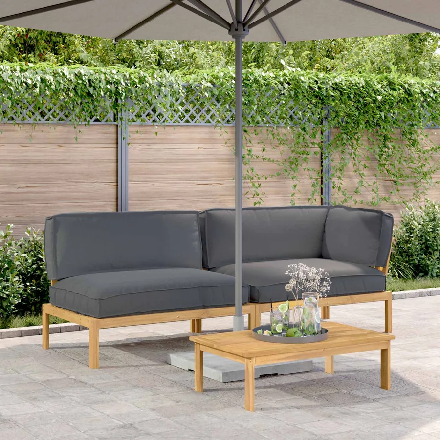 Ensemble de Canapés Uni 3 pcs Anthracite Bois d'Acacia Massif
