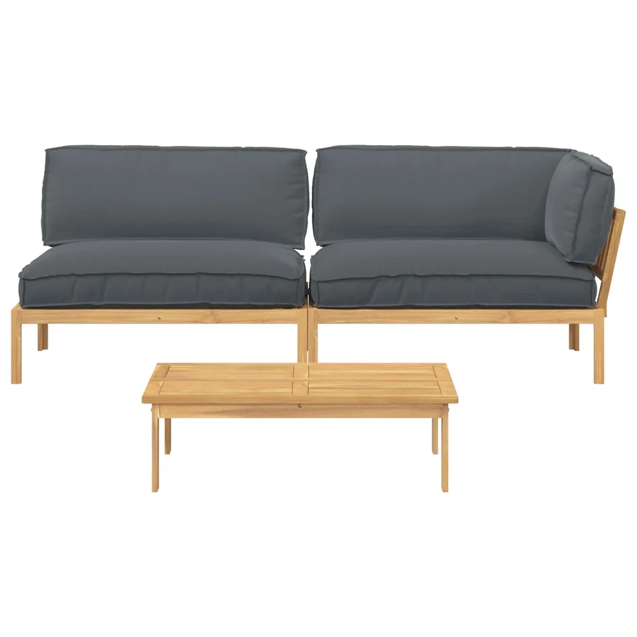 Ensemble de Canapés Uni 3 pcs Anthracite Bois d'Acacia Massif - 10