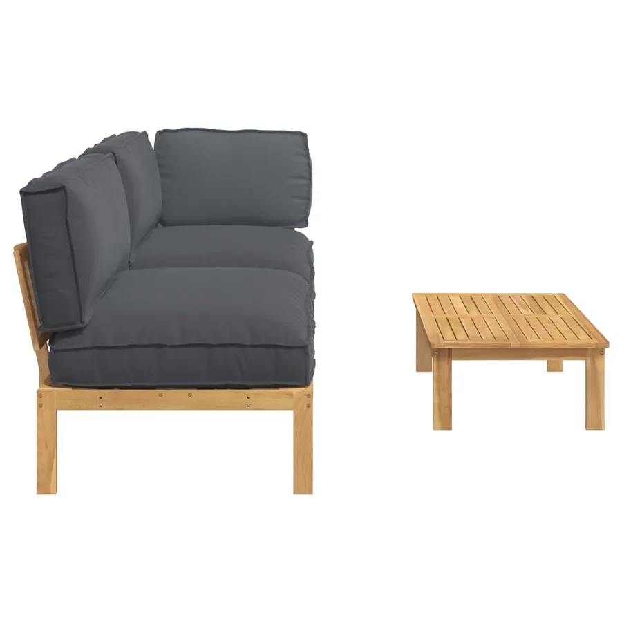 Ensemble de Canapés Uni 3 pcs Anthracite Bois d'Acacia Massif - 11