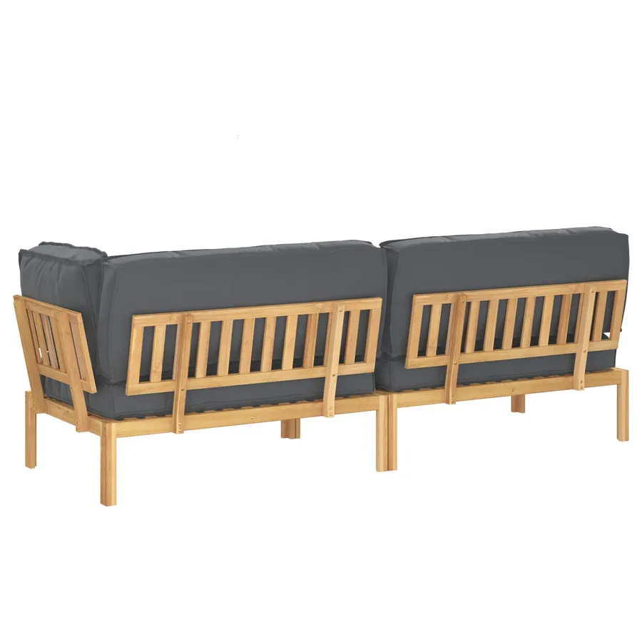 Ensemble de Canapés Uni 3 pcs Anthracite Bois d'Acacia Massif - 12
