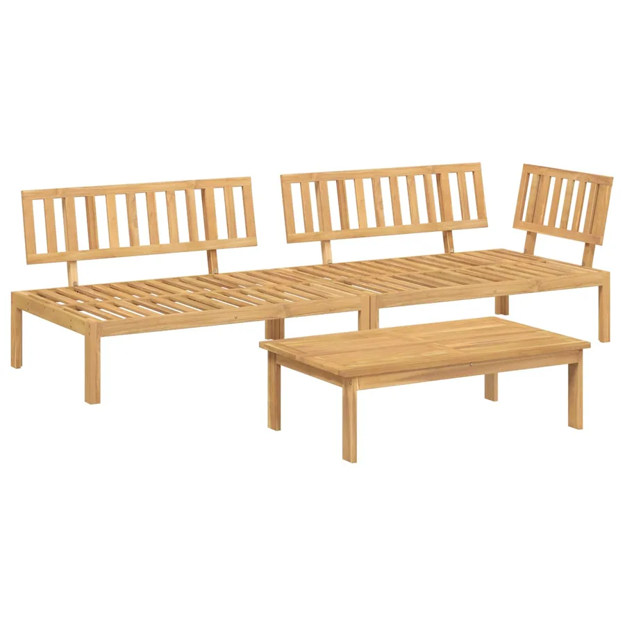 Ensemble de Canapés Uni 3 pcs Anthracite Bois d'Acacia Massif - 3
