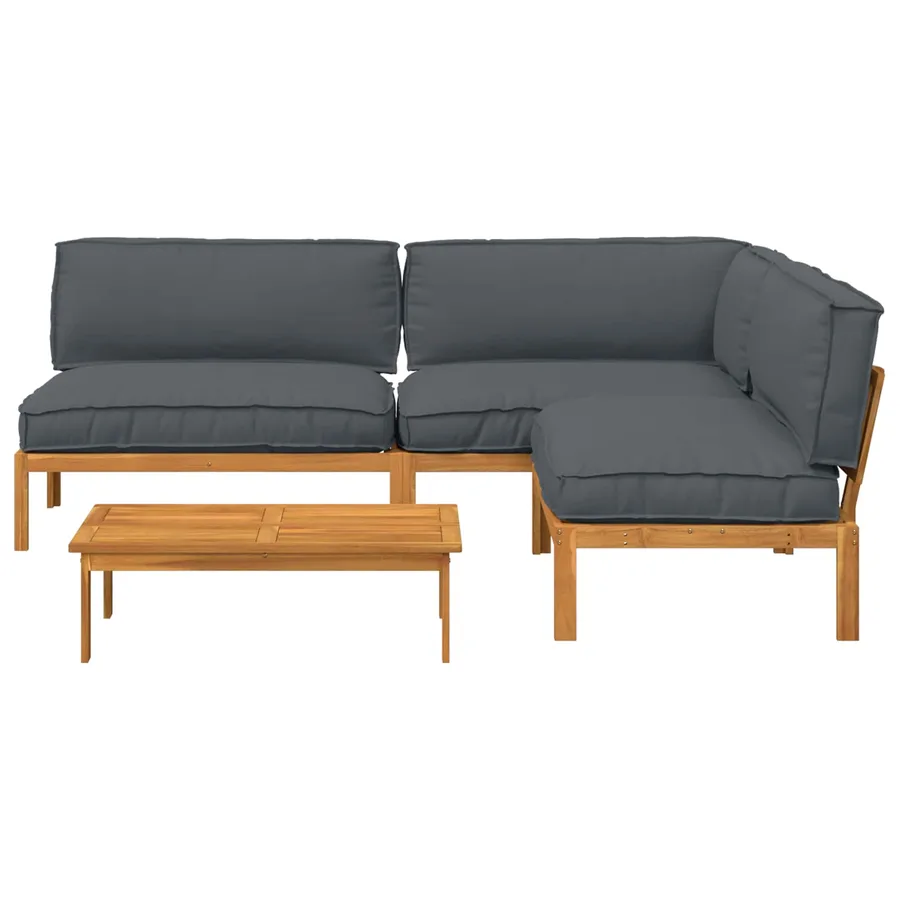Ensemble de Canapés Uni 4 pcs Anthracite Bois d'Acacia Massif - 10