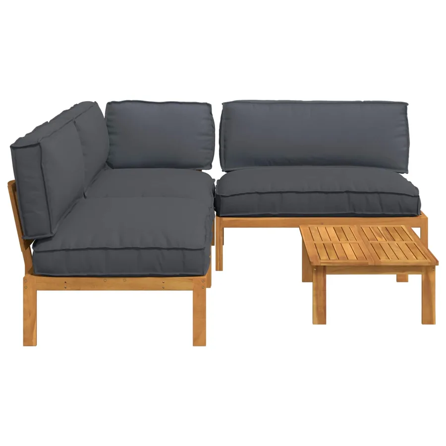 Ensemble de Canapés Uni 4 pcs Anthracite Bois d'Acacia Massif - 11