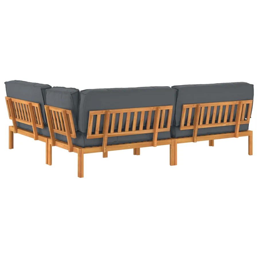 Ensemble de Canapés Uni 4 pcs Anthracite Bois d'Acacia Massif - 12