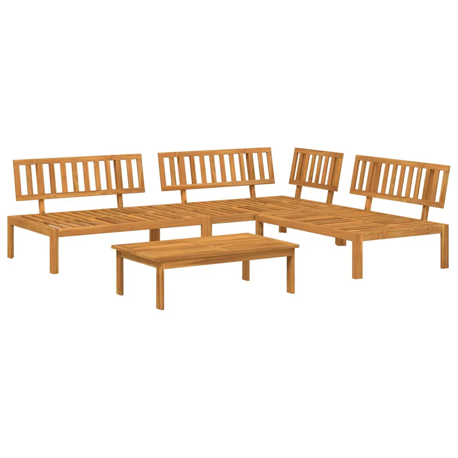 Ensemble de Canapés Uni 4 pcs Anthracite Bois d'Acacia Massif - 3