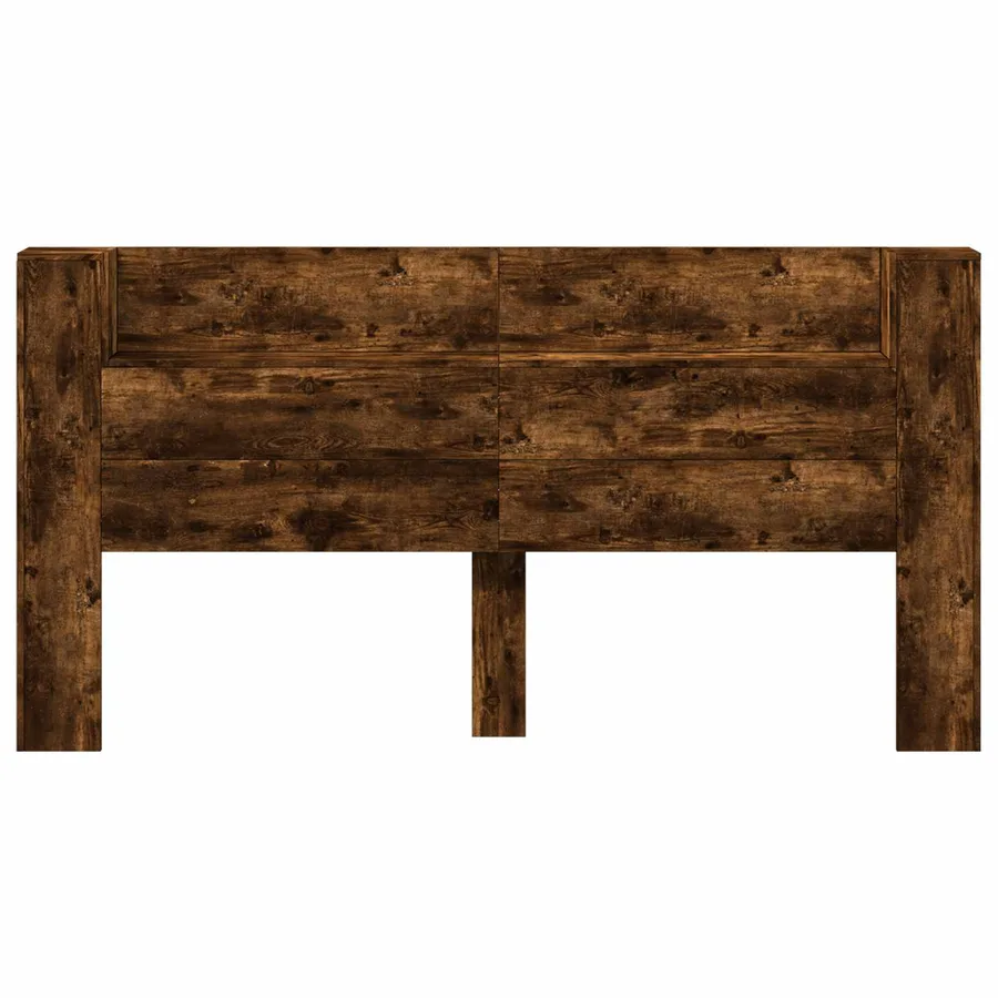 Tête de lit de rangement avec LED Chêne fumé Bois d'ingénierie - 5
