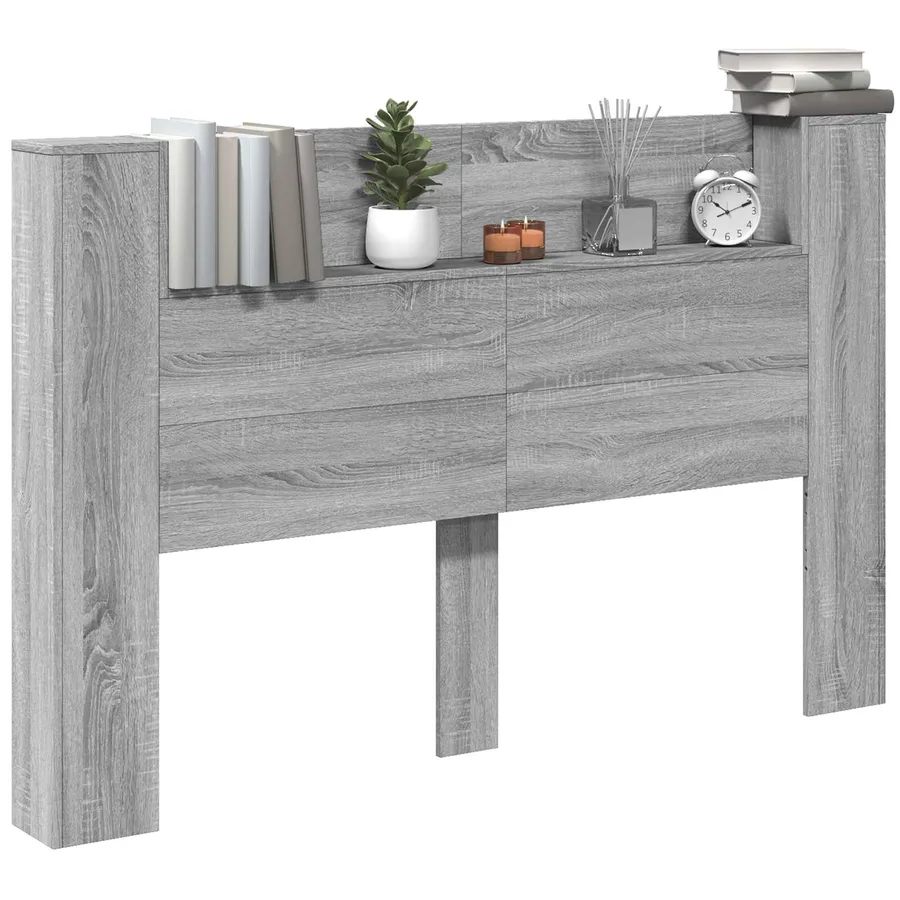 Tête de lit de rangement avec LED Sonoma gris Bois d'ingénierie - 3