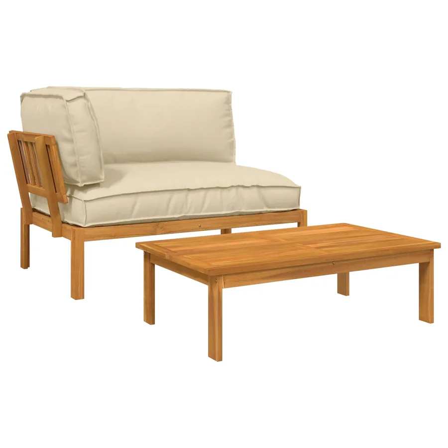 Ensemble de Canapés Uni 2 pcs Beige Bois d'Acacia Massif - 2