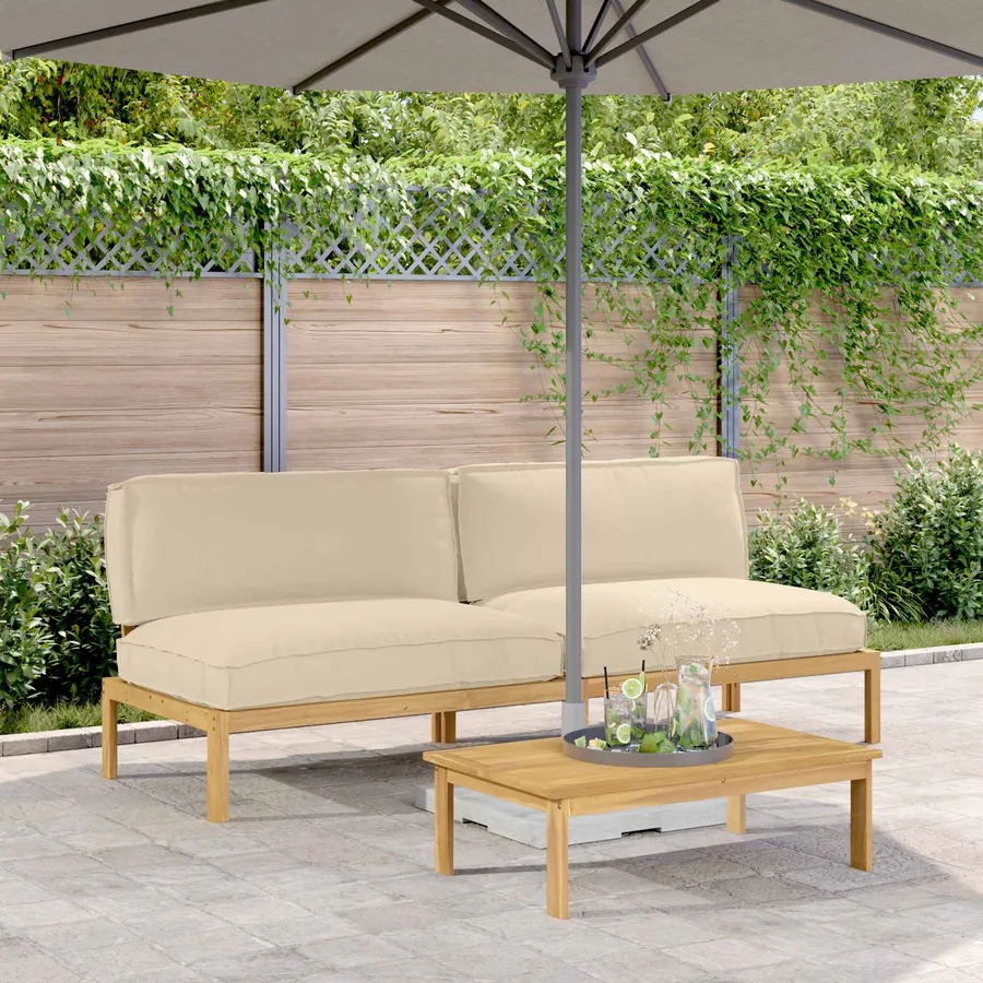 Ensemble de Canapés Beige 240 x 92 x 69 cm Bois d'Acacia Massif