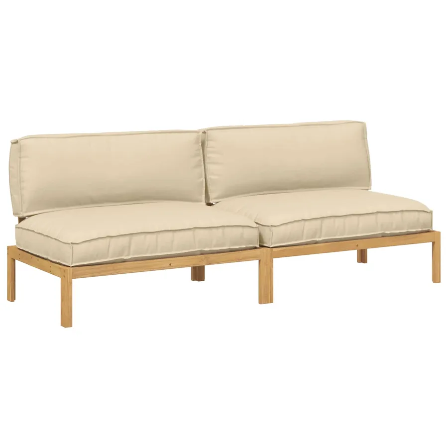 Ensemble de Canapés Beige 240 x 92 x 69 cm Bois d'Acacia Massif - 2