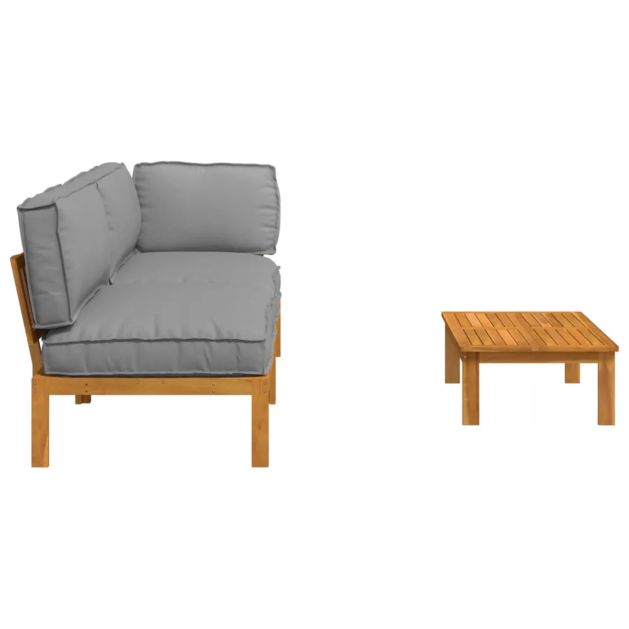 Ensemble de Canapés Uni 3 pcs Crème Bois d'Acacia Massif - 11