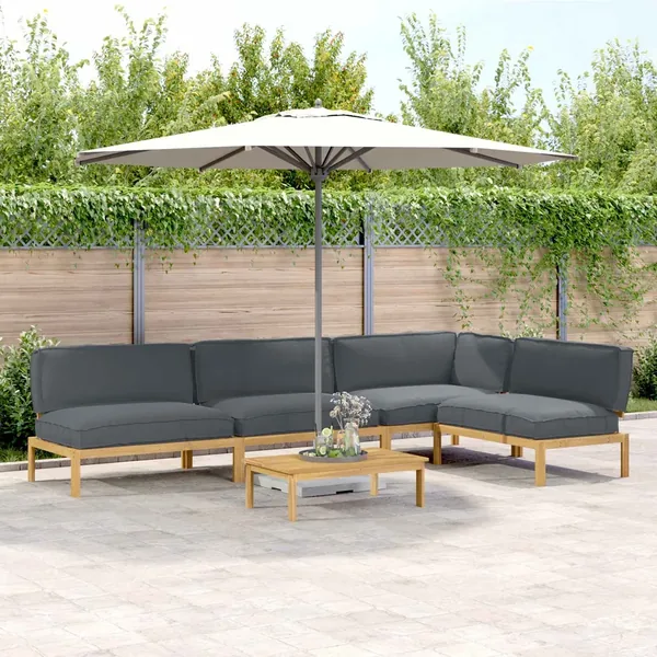 Ensemble de Canapés Uni 5 pcs Anthracite Bois d'Acacia Massif