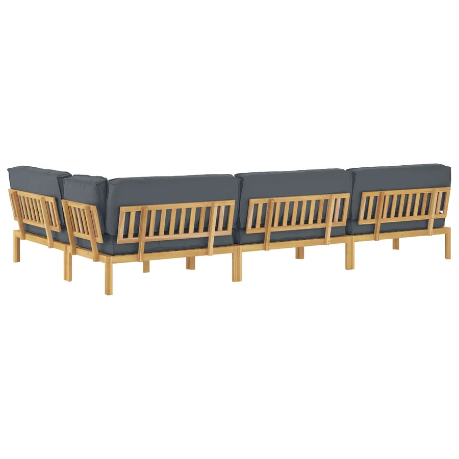 Ensemble de Canapés Uni 5 pcs Anthracite Bois d'Acacia Massif - 12