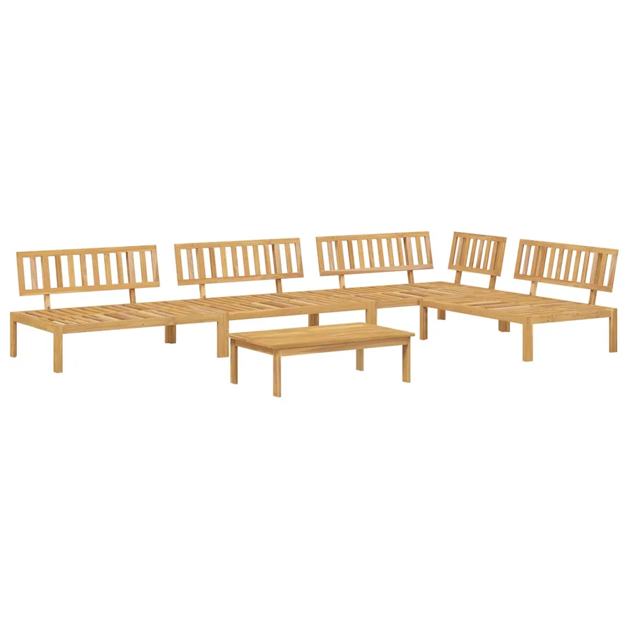Ensemble de Canapés Uni 5 pcs Anthracite Bois d'Acacia Massif - 3