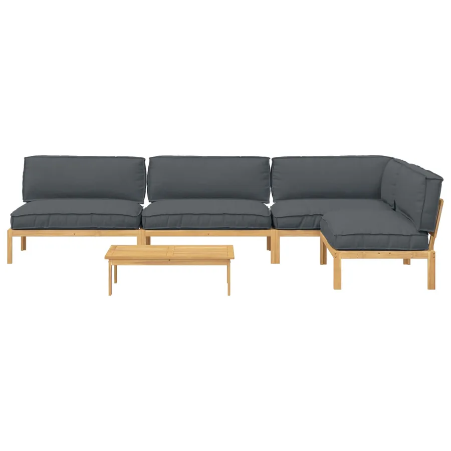 Ensemble de Canapés Uni 5 pcs Anthracite Bois d'Acacia Massif - 8
