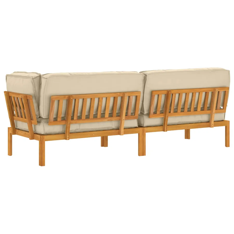 Ensemble de Canapés Uni 3 pcs Beige Bois d'Acacia Massif - 12