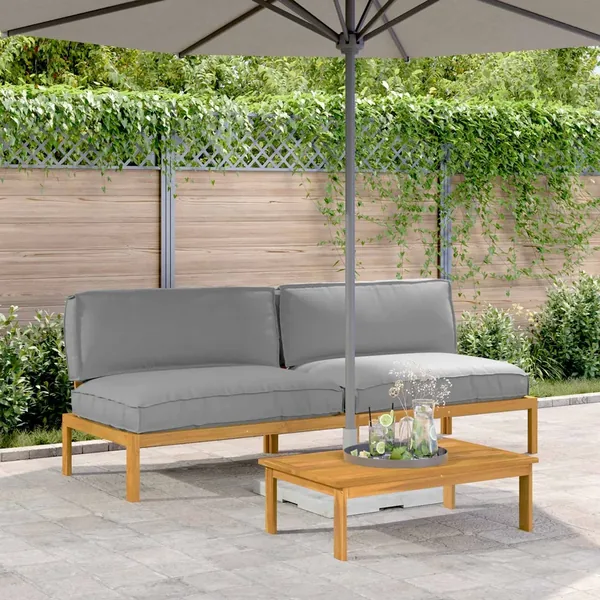 Ensemble de Canapés Uni 2 pcs Gris Bois d'Acacia Massif