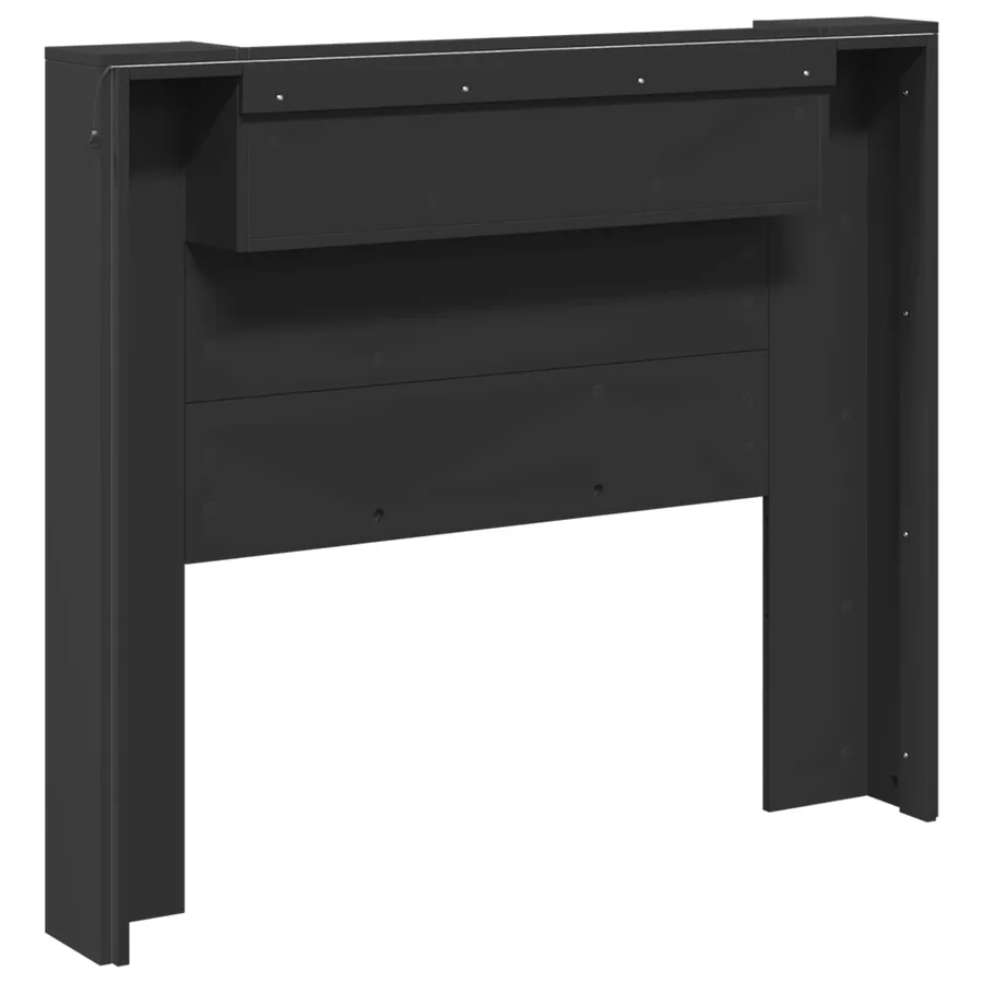 Tête de lit de rangement avec LED Noir Bois d'ingénierie - 7