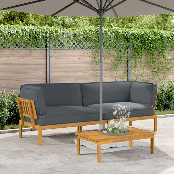 Ensemble de Canapés Uni 2 pcs Anthracite Bois d'Acacia Massif