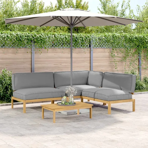 Ensemble de Canapés Uni 4 pcs Gris Bois d'Acacia Massif