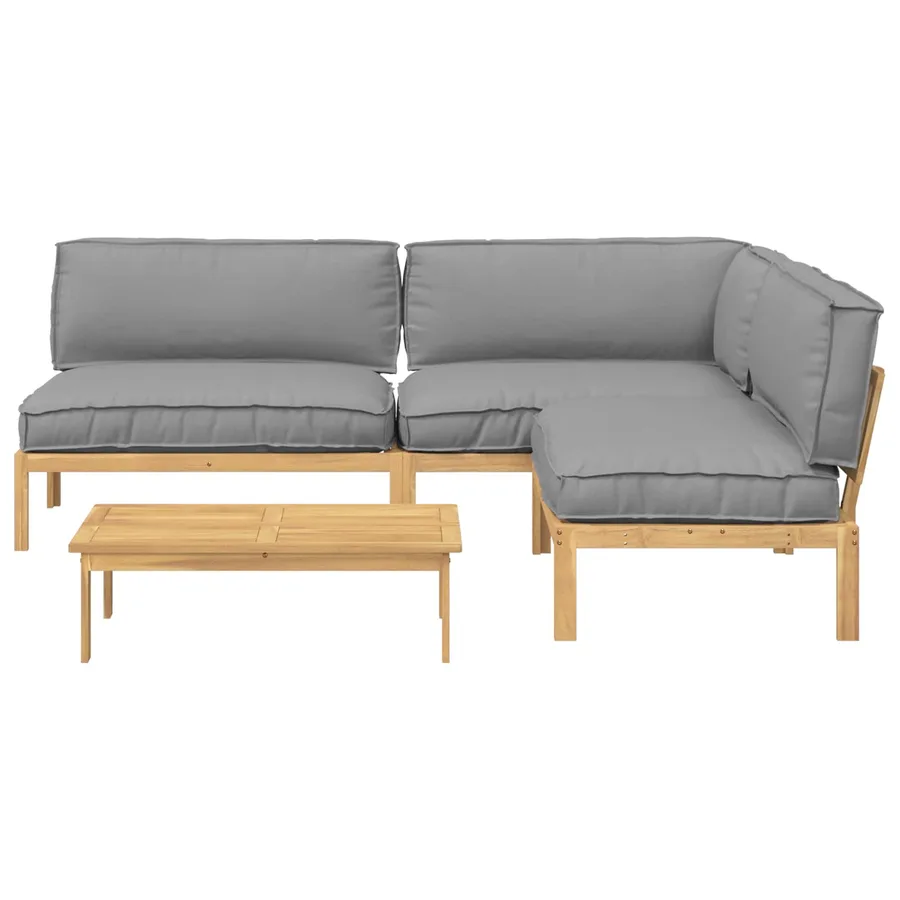 Ensemble de Canapés Uni 4 pcs Gris Bois d'Acacia Massif - 8
