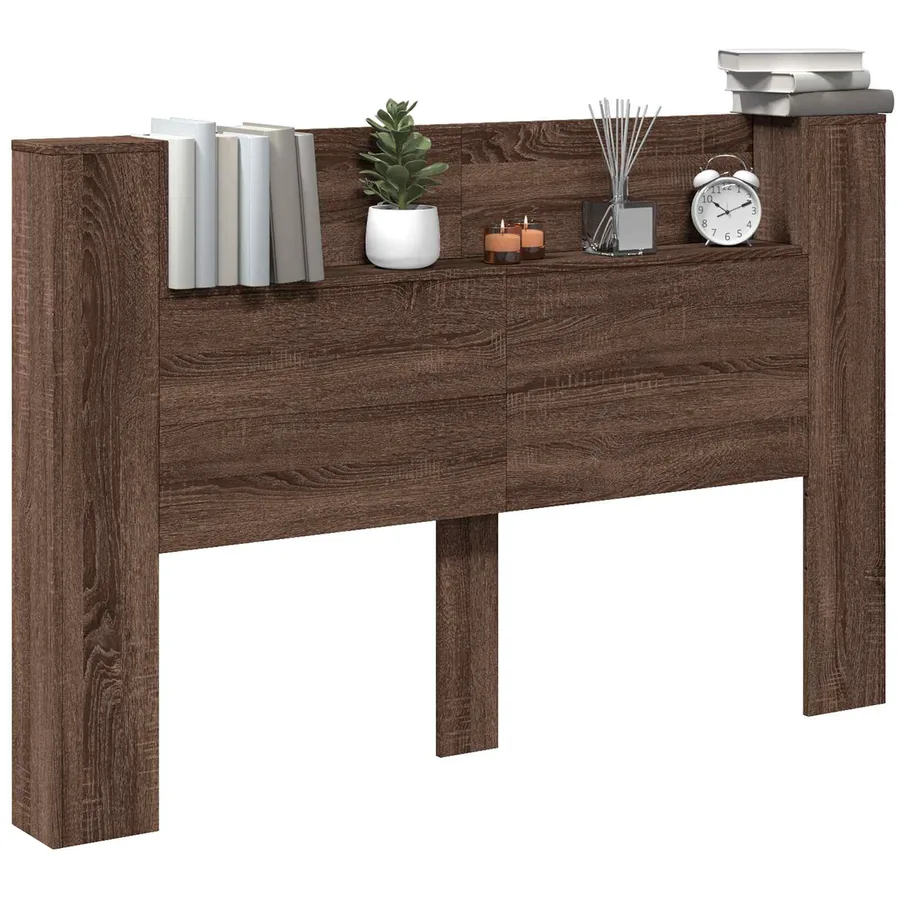 Tête de lit de rangement avec LED Chêne brun Bois d'ingénierie - 3