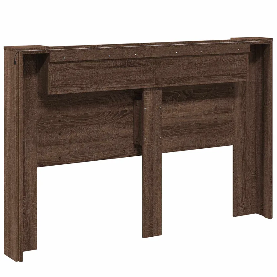 Tête de lit de rangement avec LED Chêne brun Bois d'ingénierie - 7
