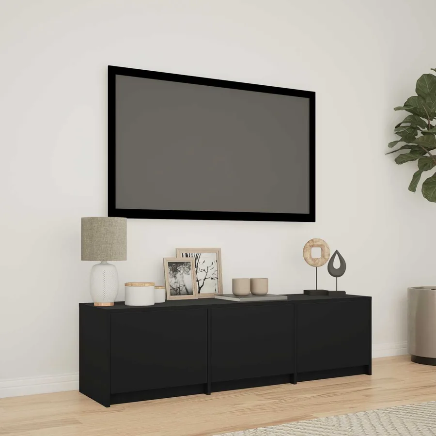 Meuble TV avec LED 140 x 34 x 40 cm Noir Bois d’ingénierie