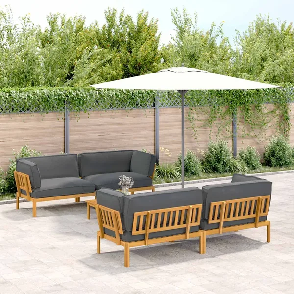Ensemble de Canapés Uni 5 pcs Anthracite Bois d'Acacia Massif