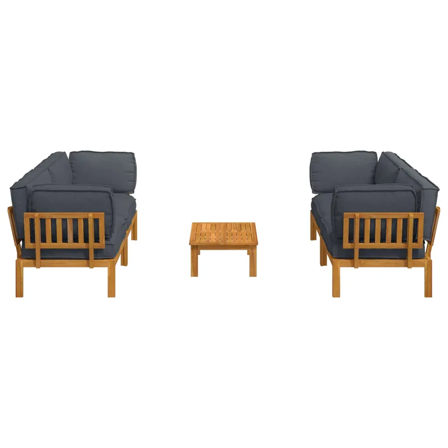 Ensemble de Canapés Uni 5 pcs Anthracite Bois d'Acacia Massif - 10