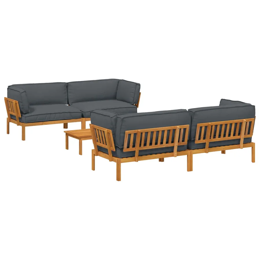 Ensemble de Canapés Uni 5 pcs Anthracite Bois d'Acacia Massif - 2