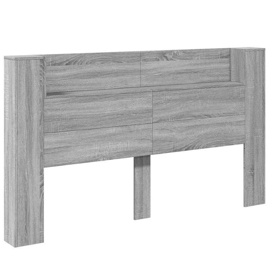 Tête de lit de rangement avec LED Sonoma gris Bois d'ingénierie - 2