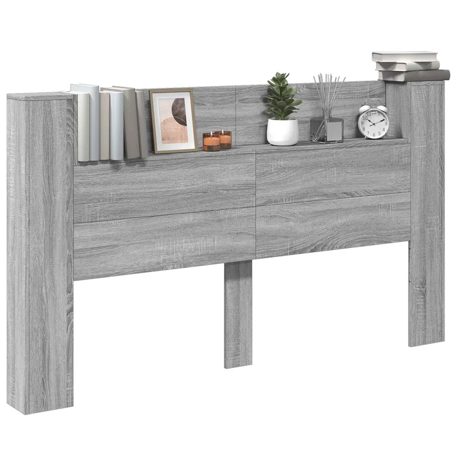 Tête de lit de rangement avec LED Sonoma gris Bois d'ingénierie - 3