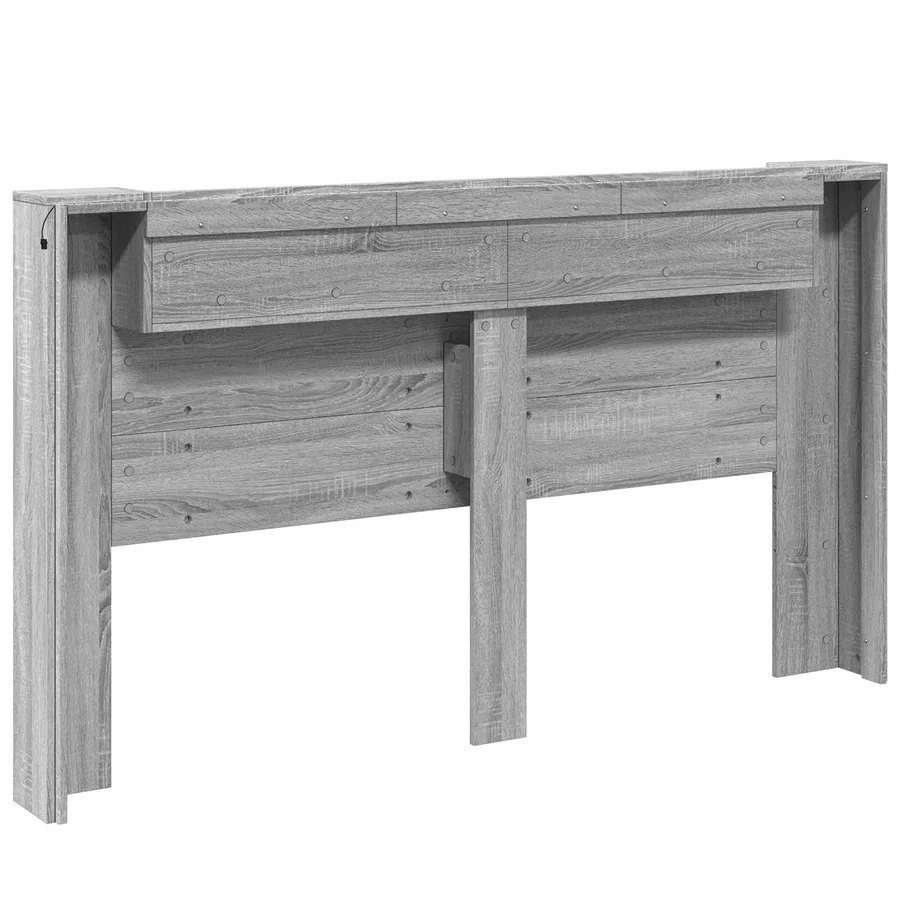 Tête de lit de rangement avec LED Sonoma gris Bois d'ingénierie - 7