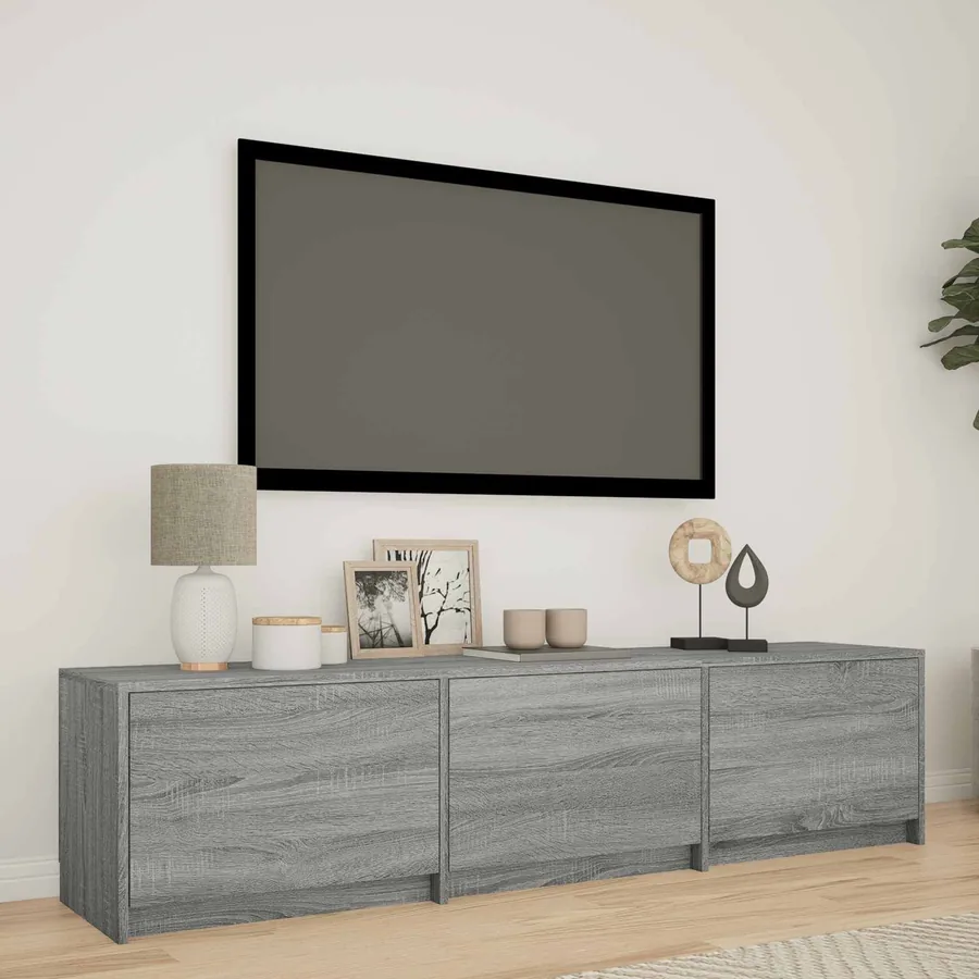 Meuble TV avec LED 165x34x40 cm Gris Sonoma Bois d’ingénierie