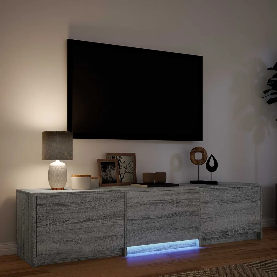 Meuble TV avec LED 165x34x40 cm Gris Sonoma Bois d’ingénierie - 4