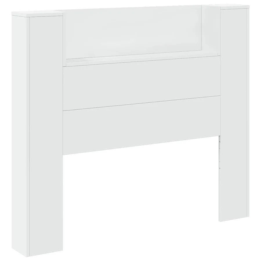 Tête de lit de rangement avec LED Blanc Bois d'ingénierie - 2