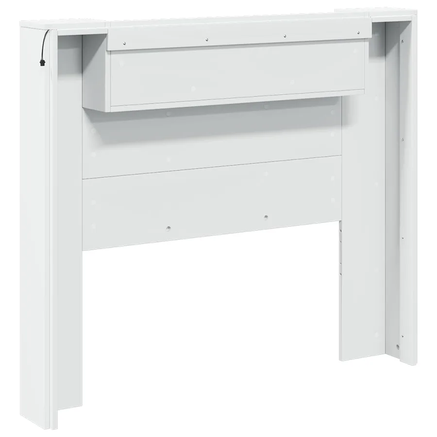 Tête de lit de rangement avec LED Blanc Bois d'ingénierie - 7