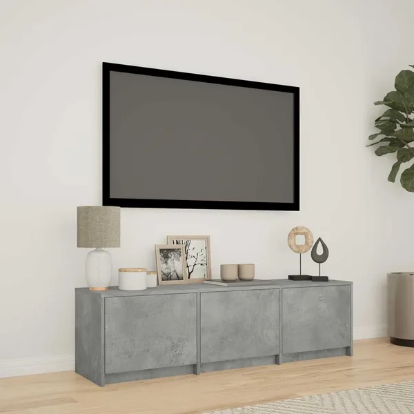 Meuble TV avec LED 140x34x40 cm Gris Béton Bois d’ingénierie