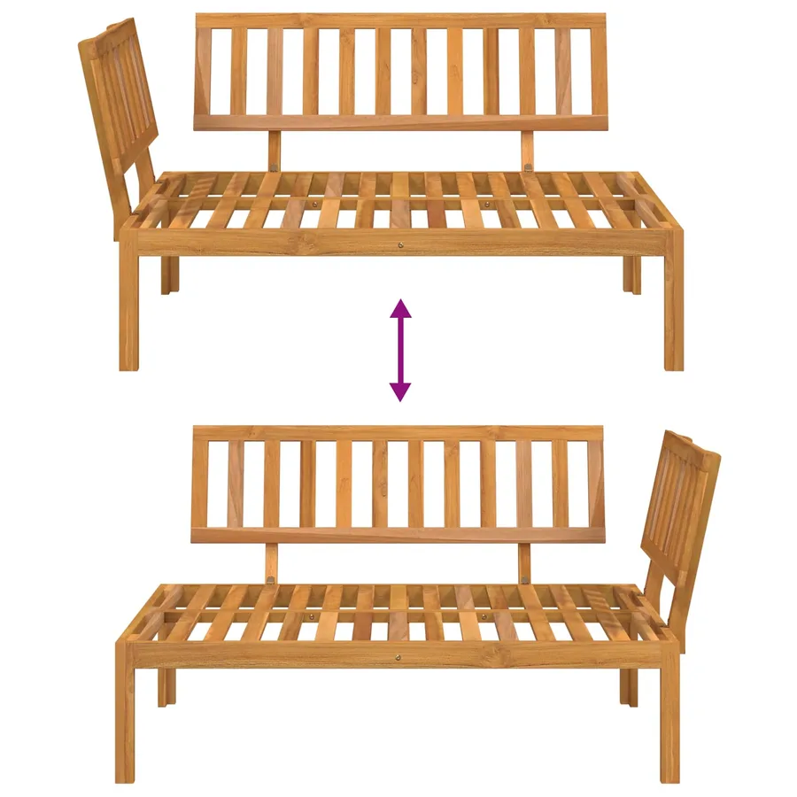 Ensemble de Canapés Uni 5 pcs Gris Bois d'Acacia Massif - 17