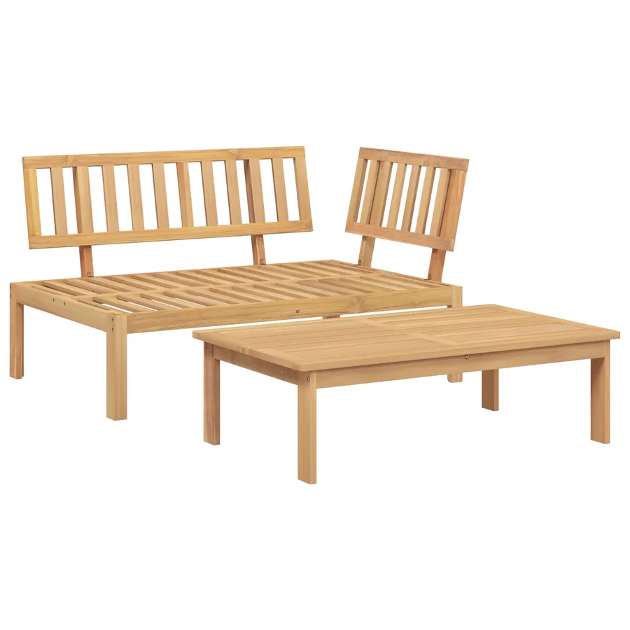 Ensemble de Canapés Uni 2 pcs Gris Bois d'Acacia Massif - 3