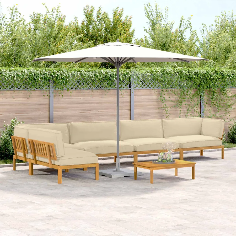 Ensemble de Canapés Uni 6 pcs Beige Bois d'Acacia Massif
